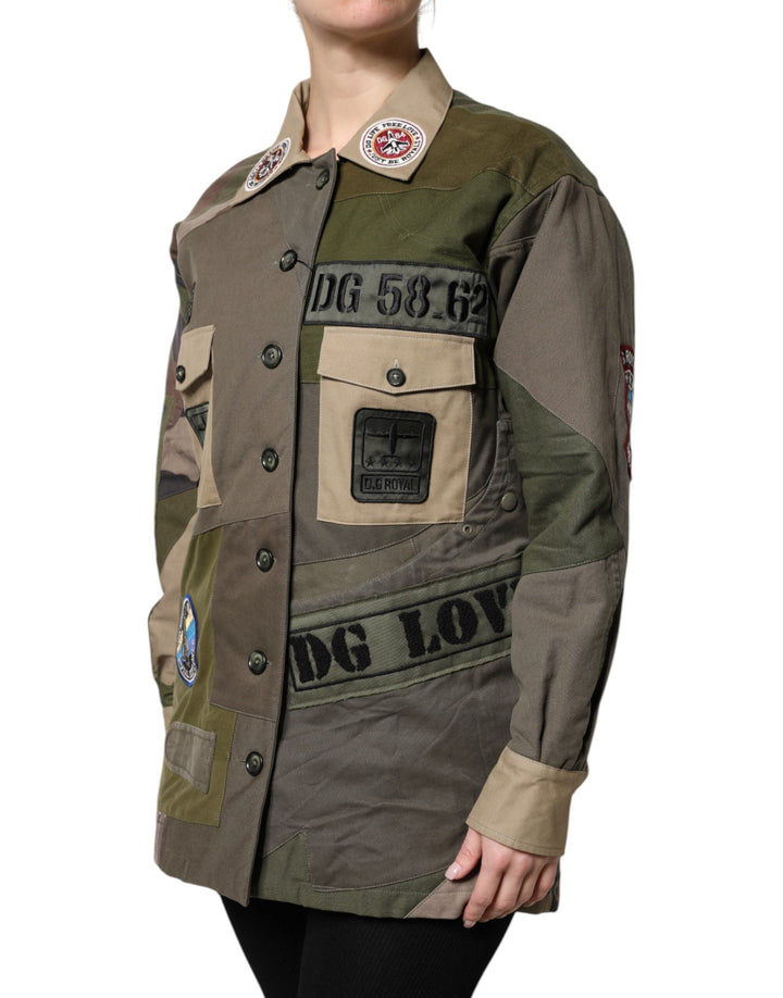 Dolce &amp; Gabbana Coats Jackets - Military Green Cotton Button Down Jacket