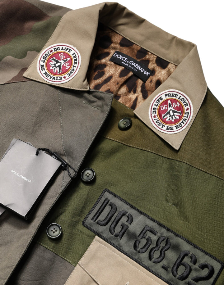 Dolce &amp; Gabbana Coats Jackets - Military Green Cotton Button Down Jacket