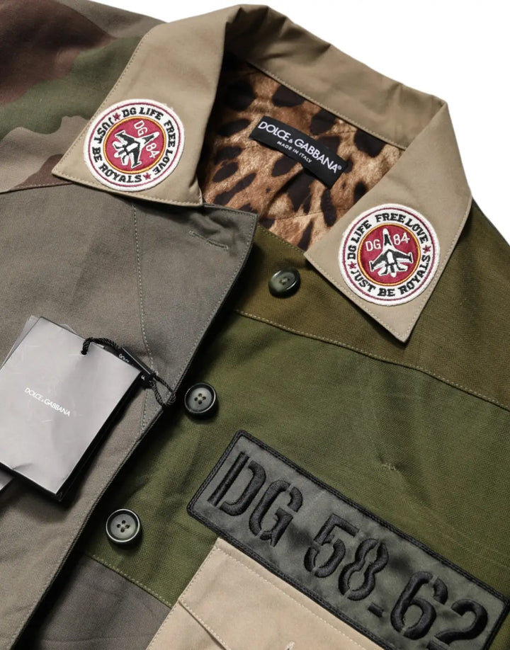 Dolce &amp; Gabbana Military Green Cotton Button Down Jacket