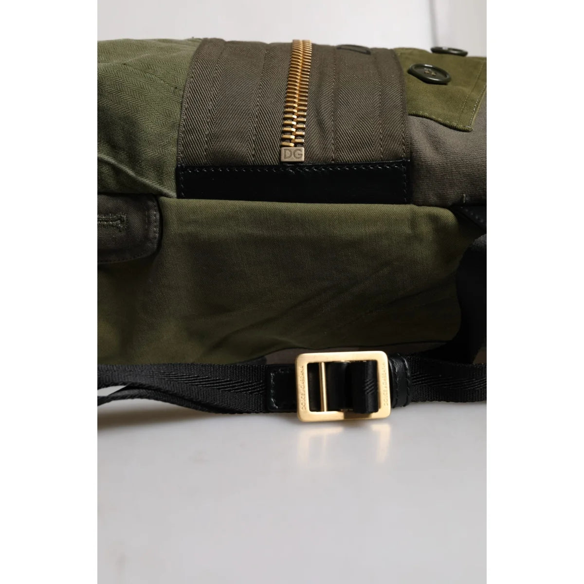 Dolce Gabbana Military Green Drawstring Closure Backpack &