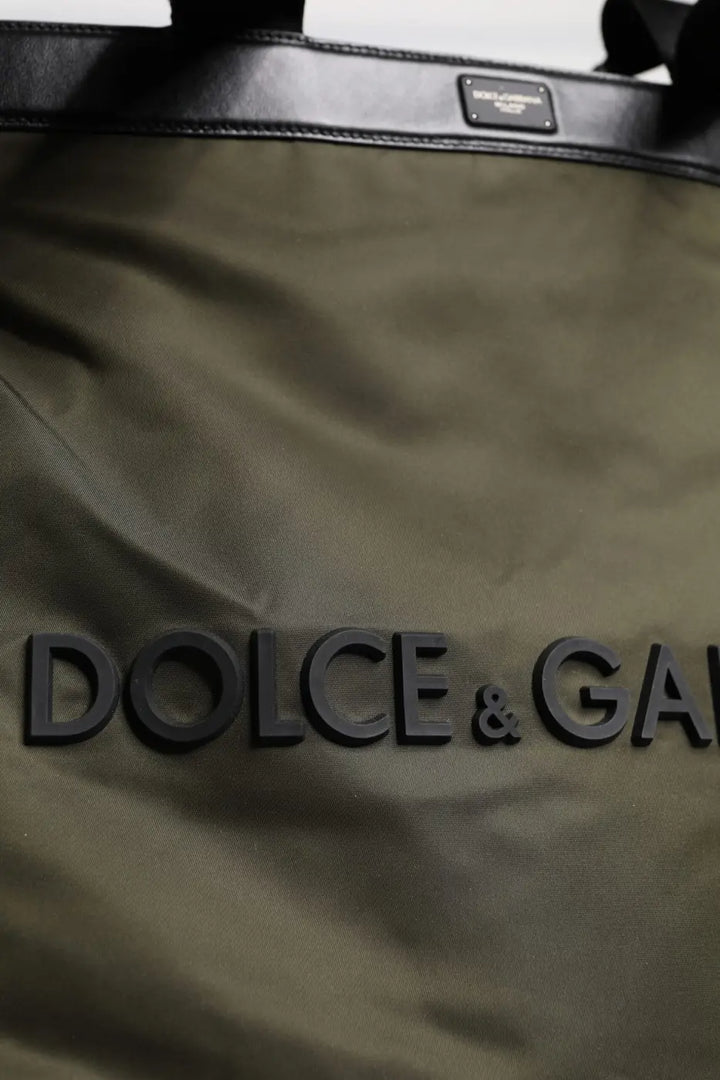 Dolce &amp; Gabbana Military Green Nylon Shoulder Strap Tote Bag