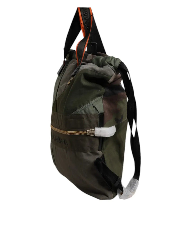 Dolce &amp; Gabbana Military Green Patchwork Rucksack Backpack Bag