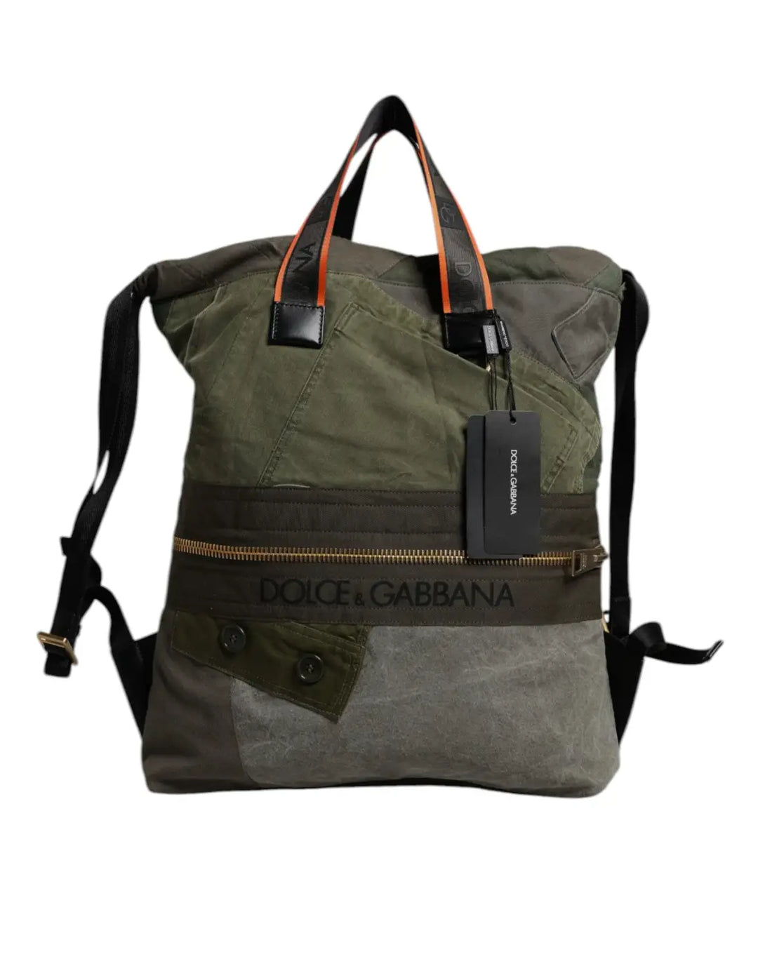 Dolce &amp; Gabbana Military Green Patchwork Rucksack Backpack Bag