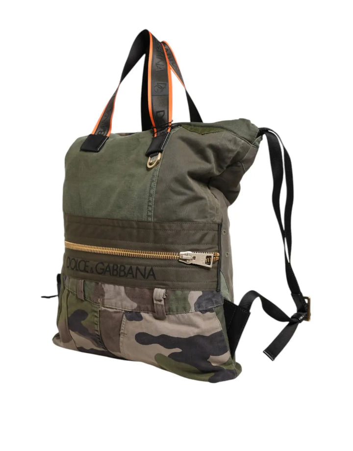Dolce &amp; Gabbana Military Green Patchwork Rucksack Backpack Bag
