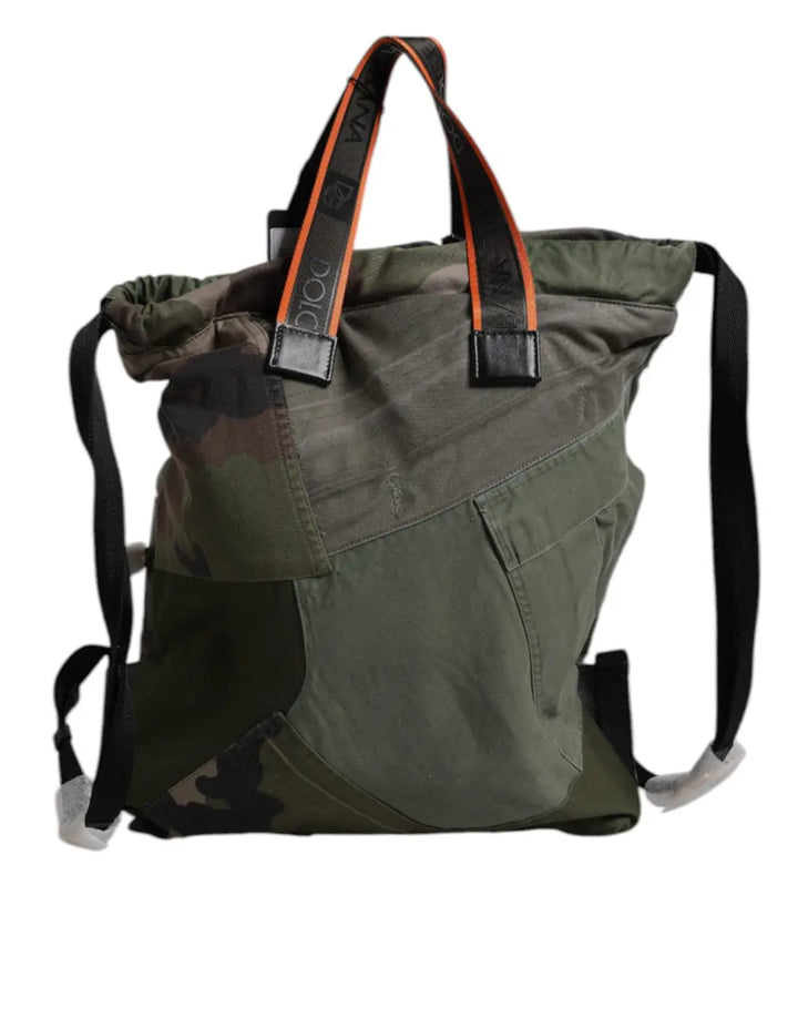 Dolce &amp; Gabbana Military Green Patchwork Rucksack Backpack Bag