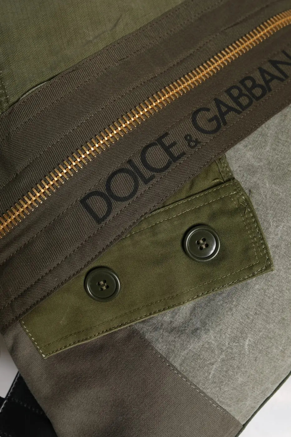 Dolce &amp; Gabbana Military Green Patchwork Rucksack Backpack Bag