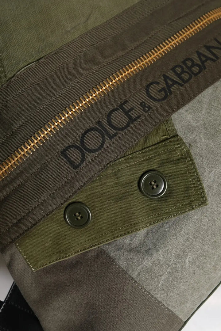 Dolce &amp; Gabbana Military Green Patchwork Rucksack Backpack Bag