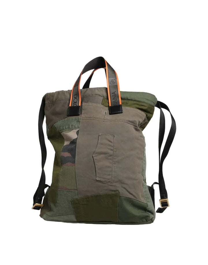 Dolce &amp; Gabbana Military Green Patchwork Rucksack Backpack Borse Men Bag