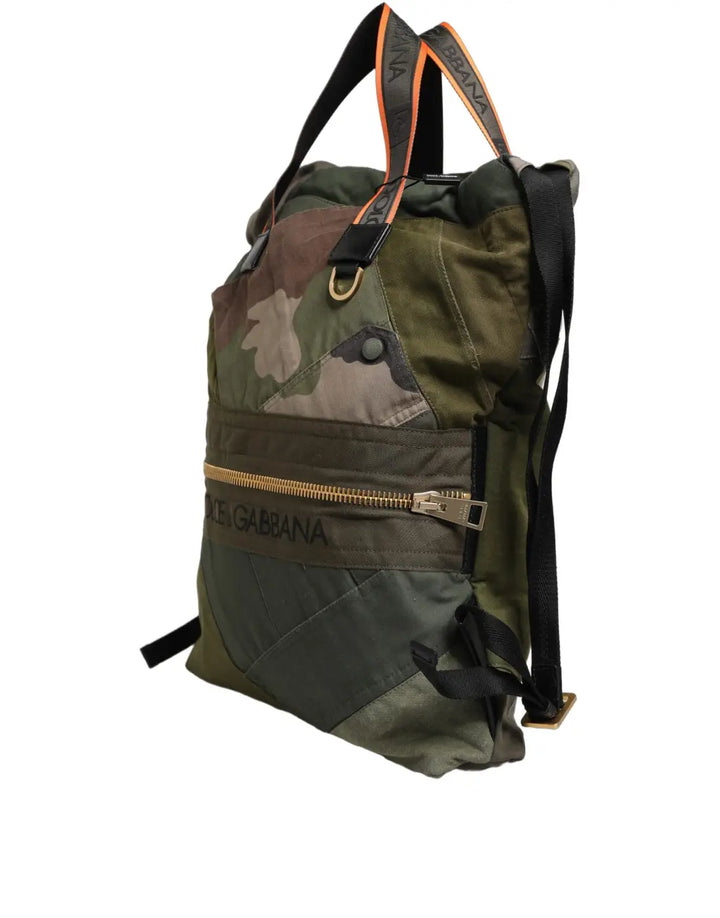 Dolce &amp; Gabbana Military Green Patchwork Rucksack Backpack Borse Men Bag