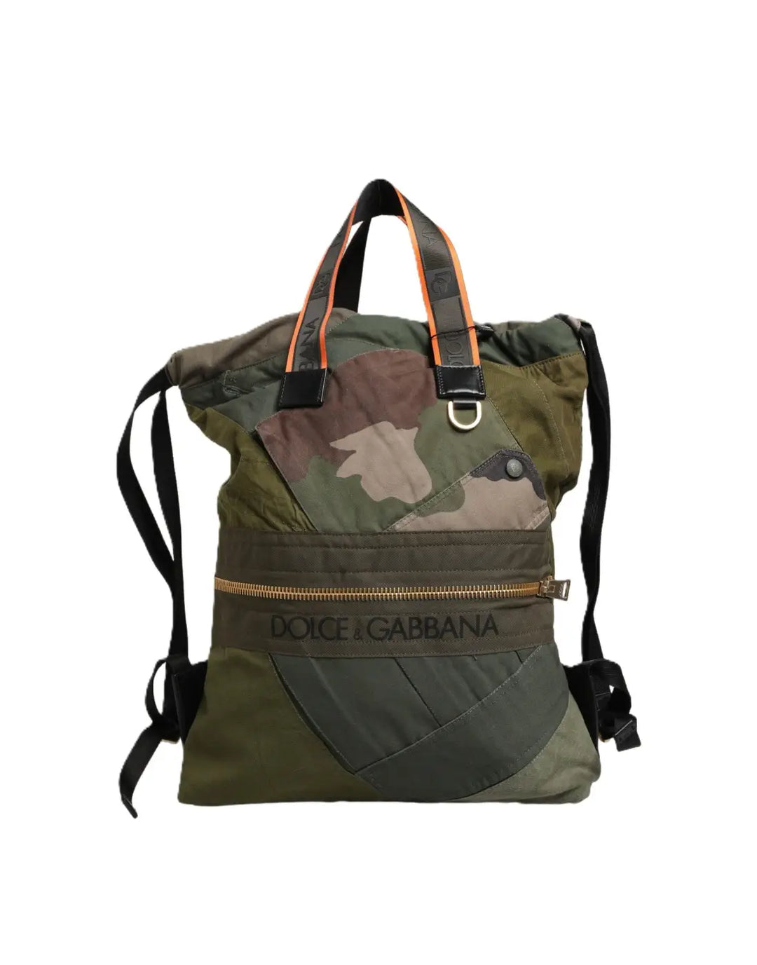 Dolce &amp; Gabbana Military Green Patchwork Rucksack Backpack Borse Men Bag