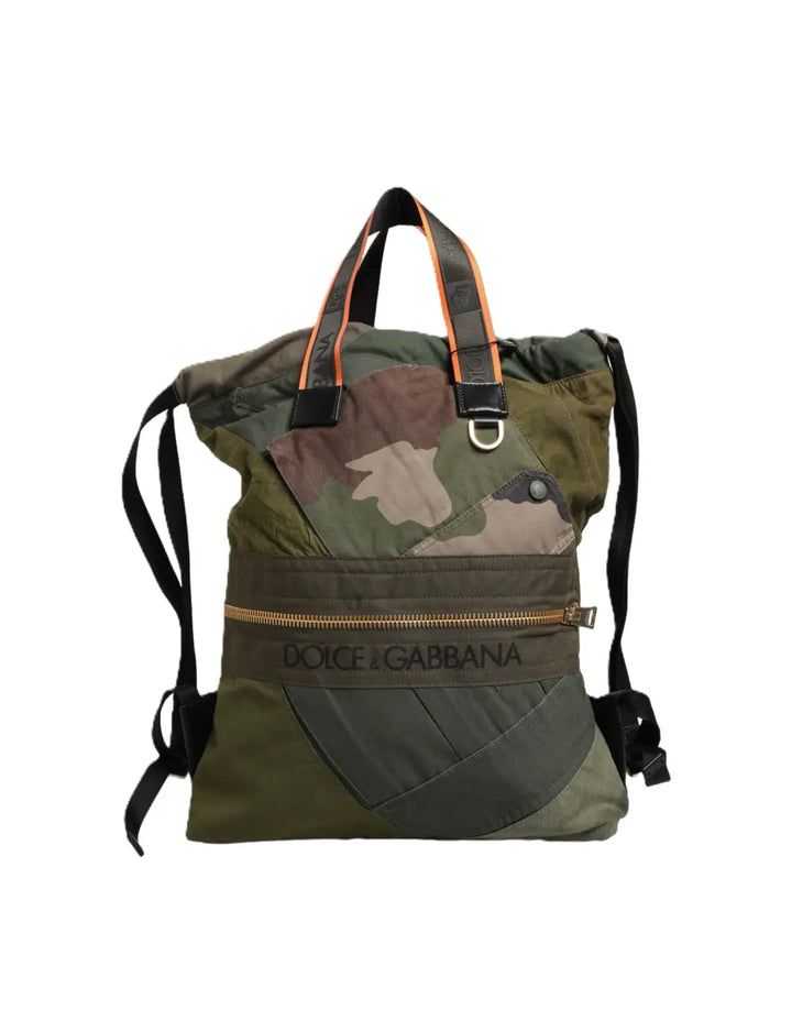 Dolce &amp; Gabbana Military Green Patchwork Rucksack Backpack Borse Men Bag