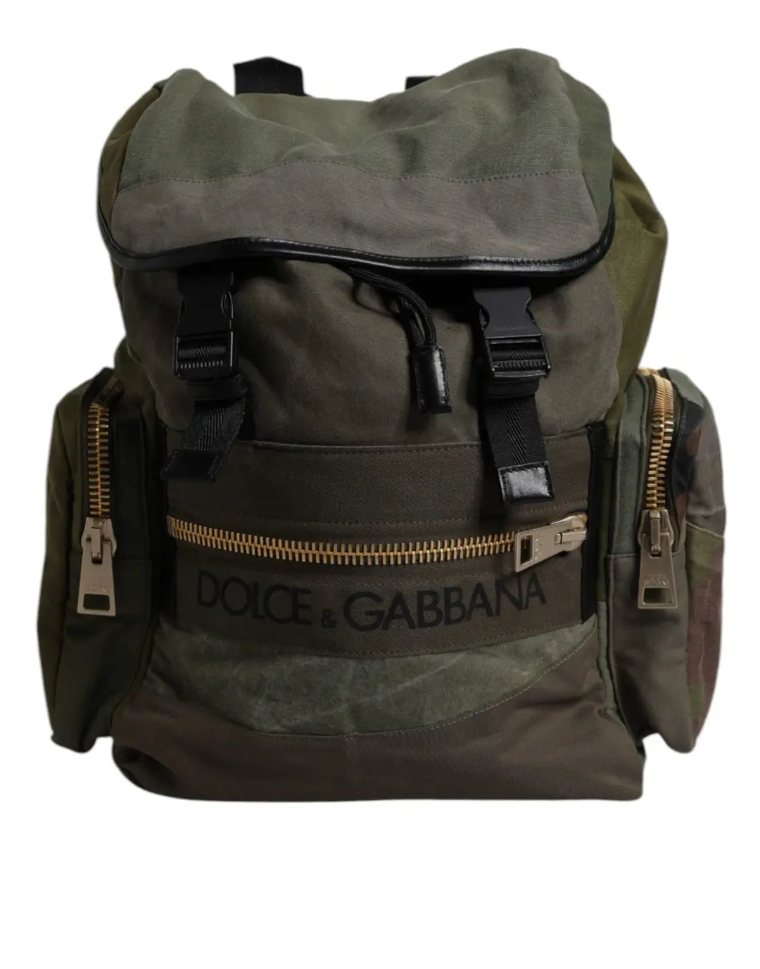 Dolce &amp; Gabbana Military Green Patchwork School Backpack Bag