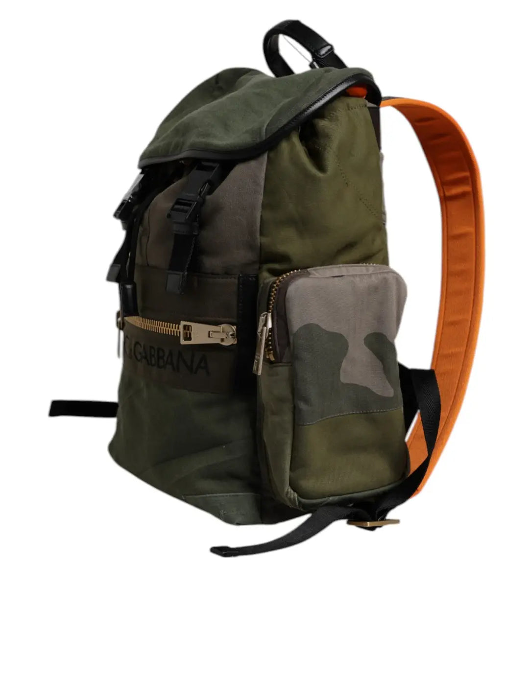 Dolce &amp; Gabbana Military Green Patchwork School Backpack Bag