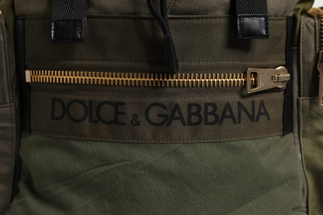 Dolce &amp; Gabbana Military Green Patchwork School Backpack Bag
