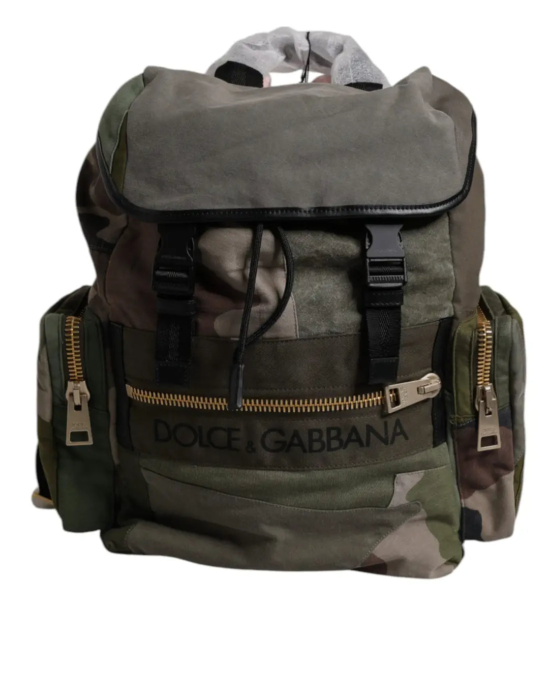 Dolce &amp; Gabbana Military Green Patchwork School Backpack Bag