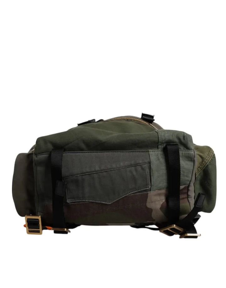 Dolce &amp; Gabbana Military Green Patchwork Travel Backpack Bag