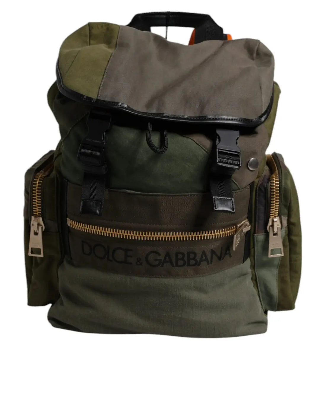 Dolce &amp; Gabbana Military Green Patchwork Travel Backpack Bag