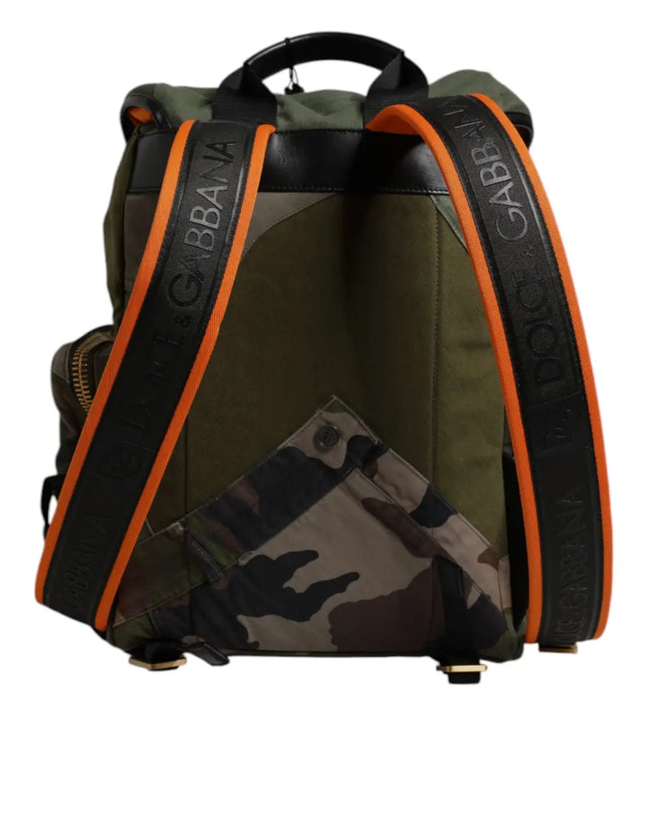 Dolce &amp; Gabbana Military Green Patchwork Travel Backpack Bag