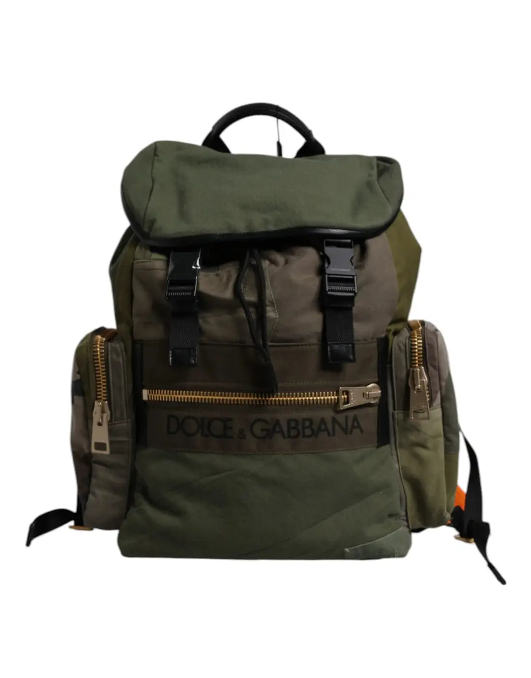 Dolce &amp; Gabbana Military Green Patchwork Travel Backpack Bag
