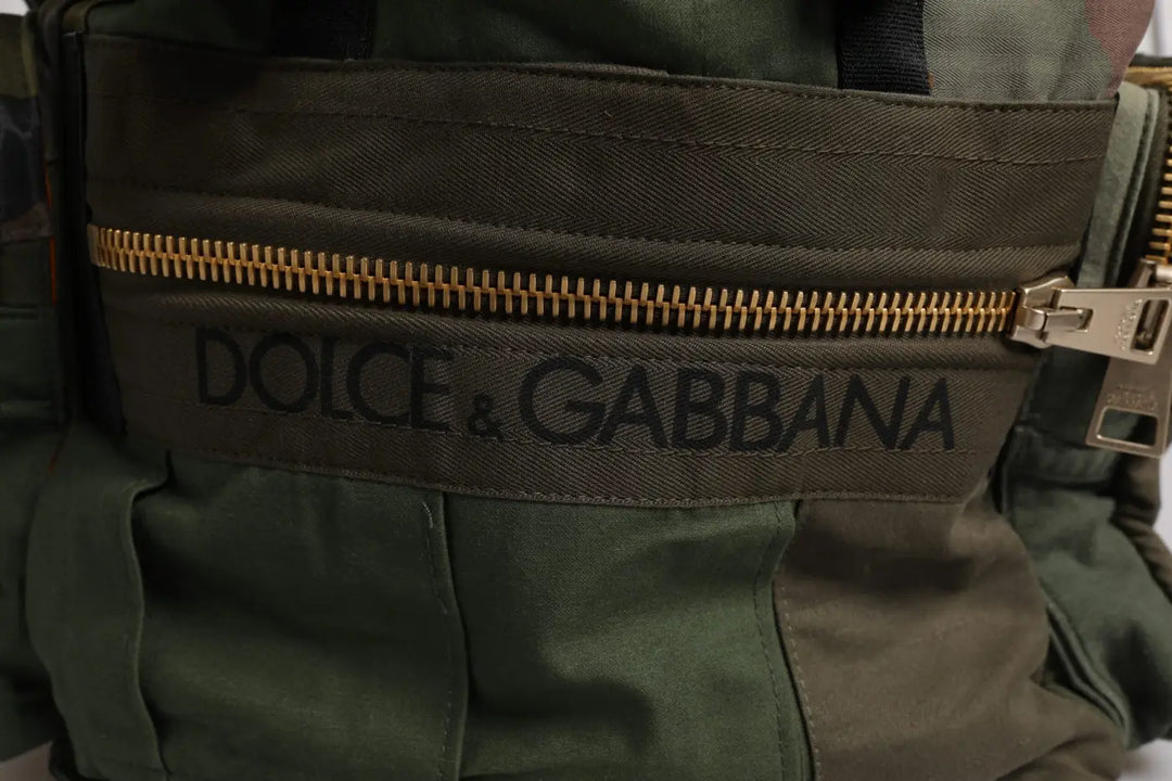Dolce &amp; Gabbana Military Green Patchwork Travel Backpack Bag