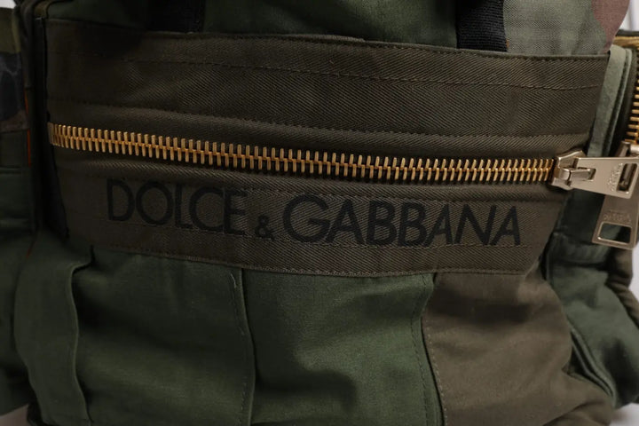 Dolce &amp; Gabbana Military Green Patchwork Travel Backpack Bag