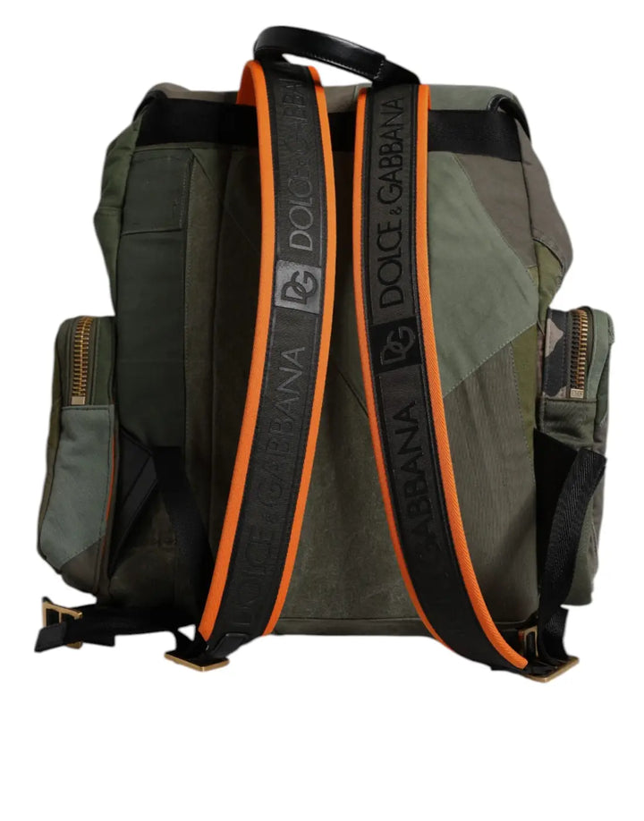Dolce &amp; Gabbana Military Green Patchwork Travel Backpack Bag