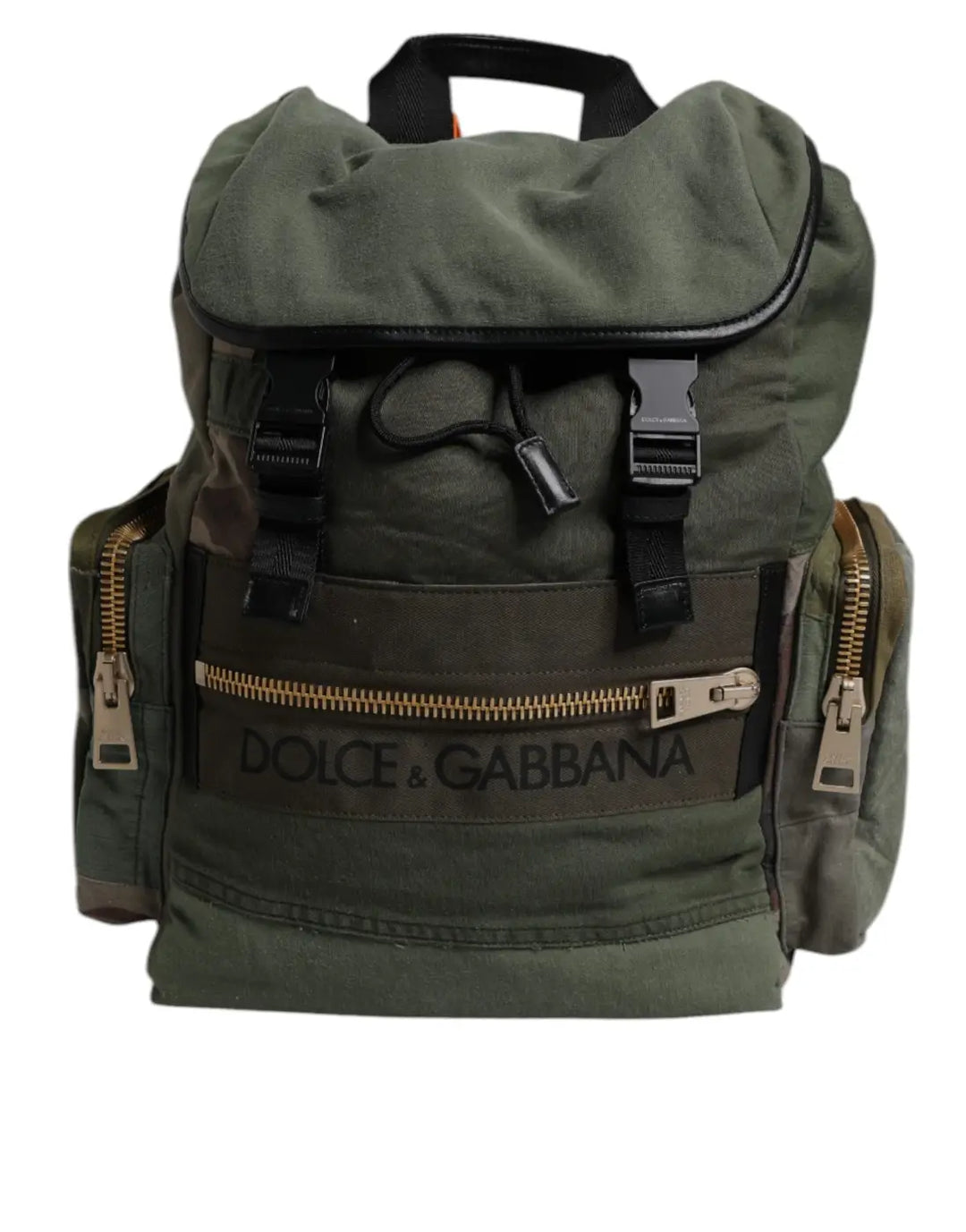 Dolce &amp; Gabbana Military Green Patchwork Travel Backpack Bag