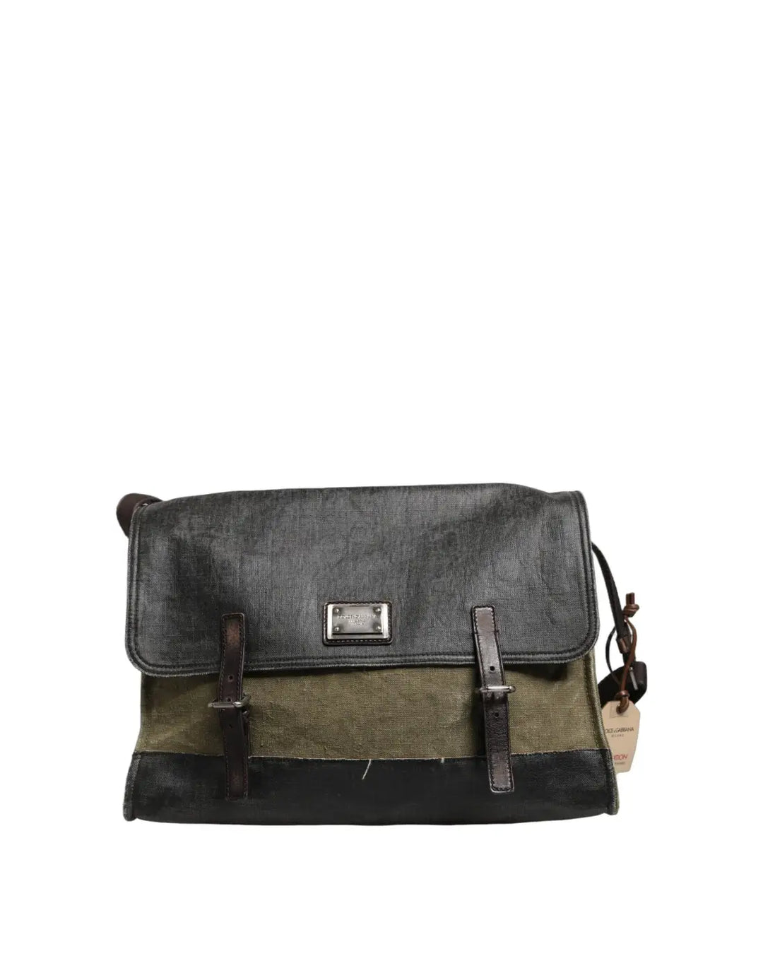 Dolce &amp; Gabbana Military Green Two Tone Messenger Shoulder Borse Men Bag