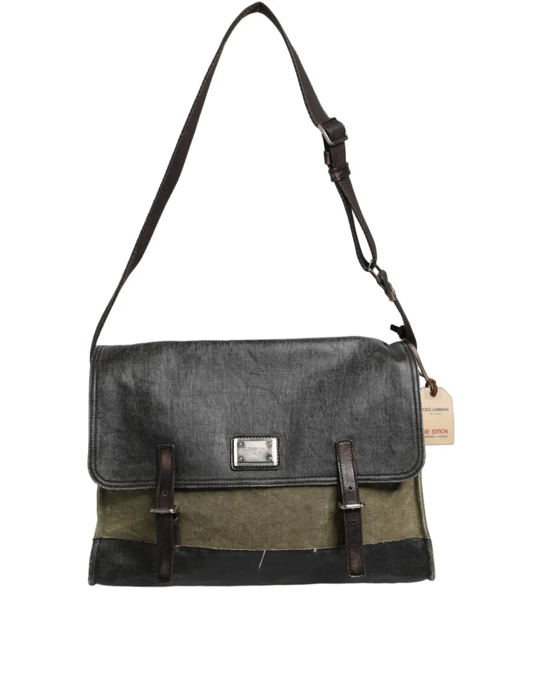 Dolce &amp; Gabbana Military Green Two Tone Messenger Shoulder Borse Men Bag