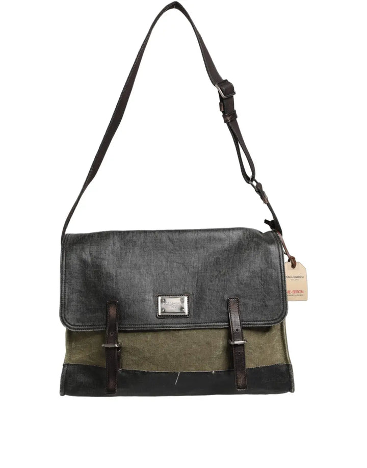 Dolce &amp; Gabbana Military Green Two Tone Messenger Shoulder Borse Men Bag