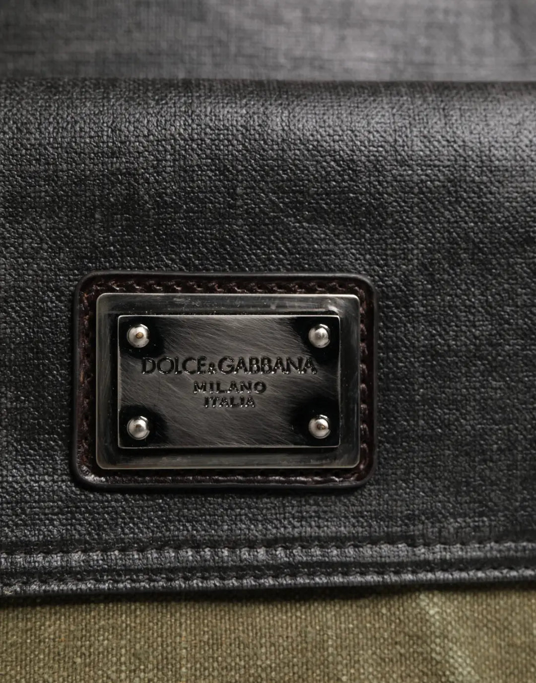 Dolce &amp; Gabbana Military Green Two Tone Tote Duffel Shoulder Borse Bag