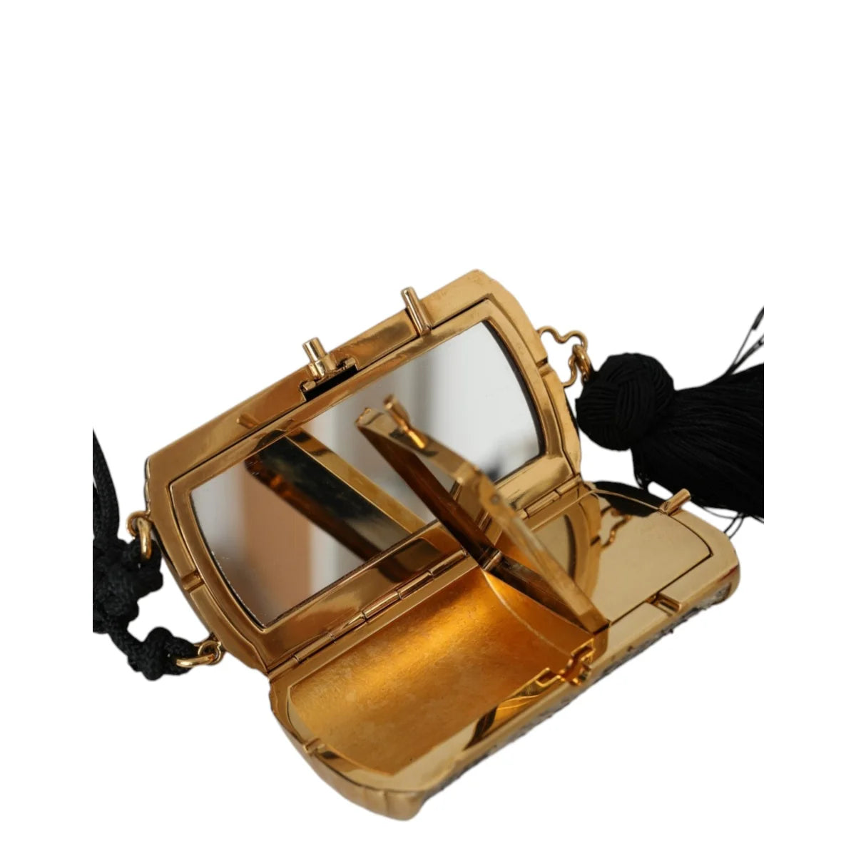 Dolce and Gabbana Mini Mirror Tassel Neck Strap Necklace Glam &