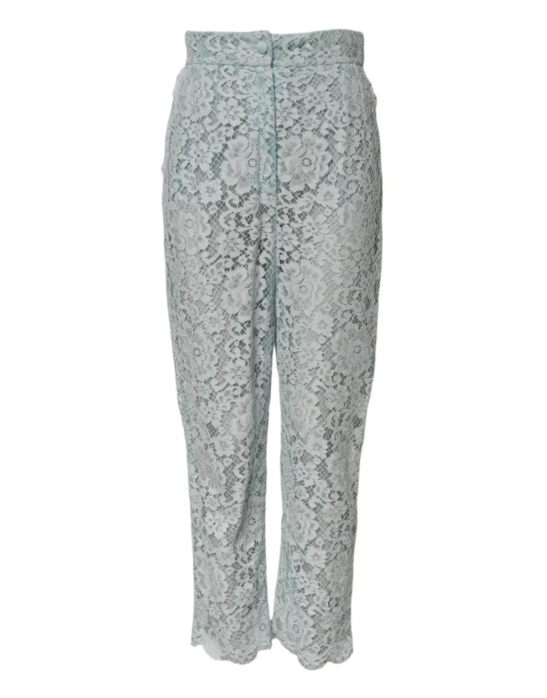 Dolce &amp; Gabbana Mint Green Cotton Floral Lace Trousers Pants