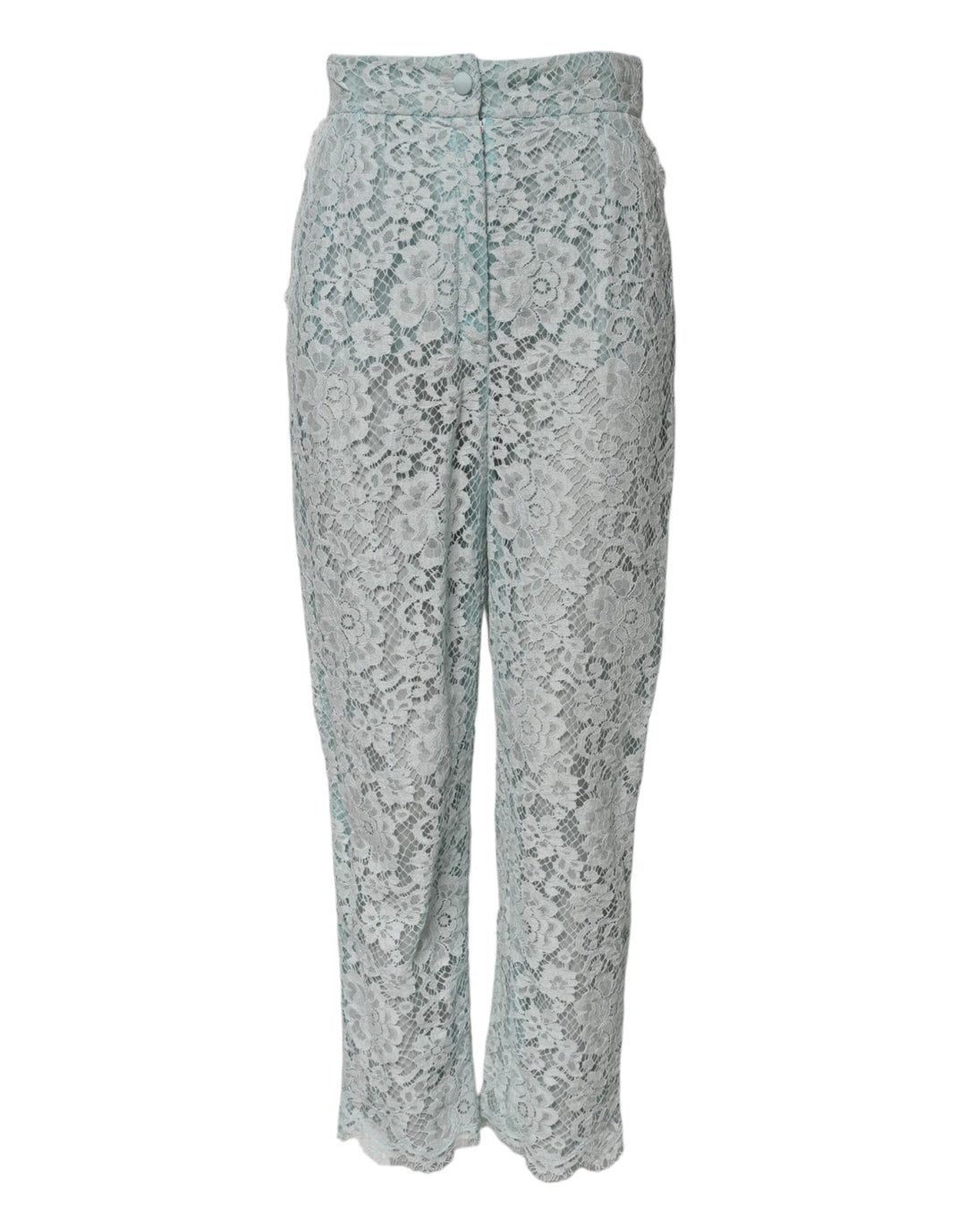 Dolce &amp; Gabbana Mint Green Cotton Floral Lace Trousers Pants