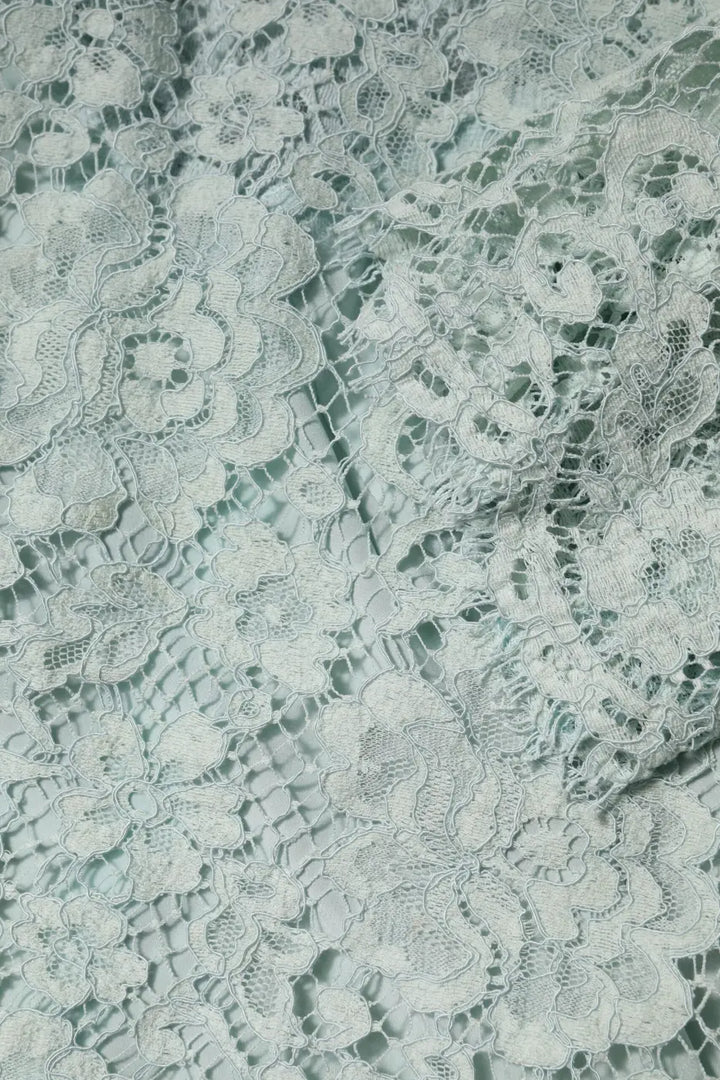 Dolce &amp; Gabbana Mint Green Floral Lace Cotton Blouse Top