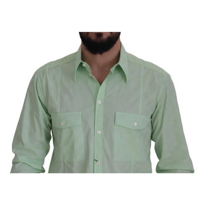 Dolce & Gabbana Mint Green Long Sleeves Button Down Shirt
