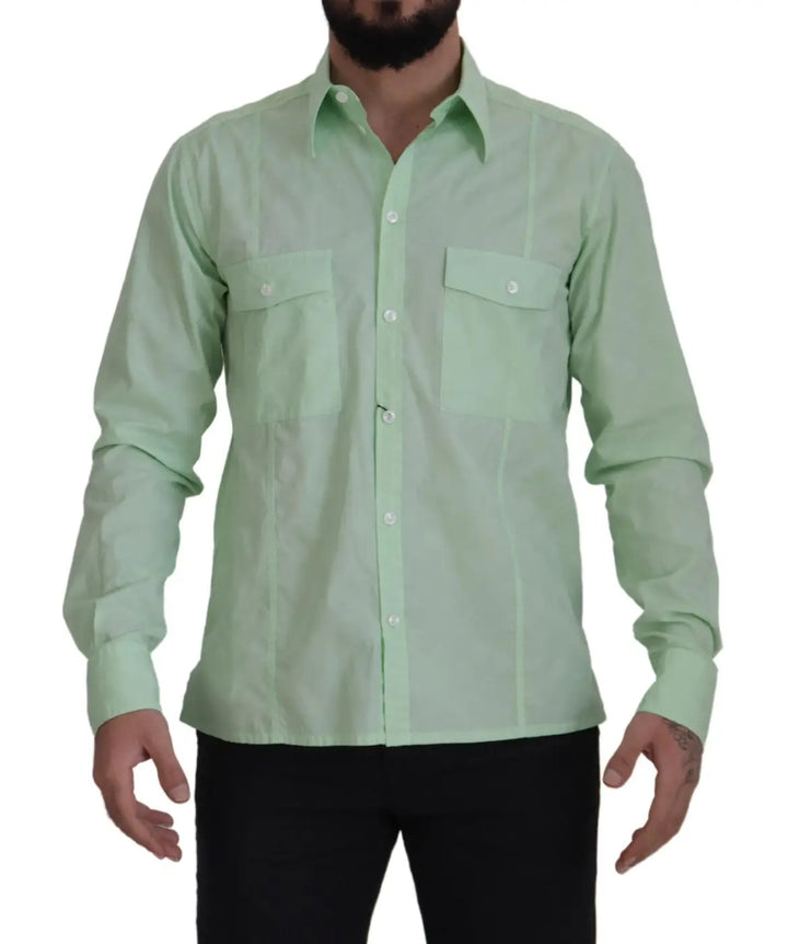 Dolce &amp; Gabbana Mint Green Long Sleeves Button Down Shirt