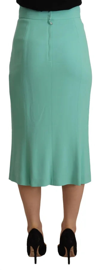 Dolce &amp; Gabbana Mint Green Viscose Pencil Cut Midi Skirt