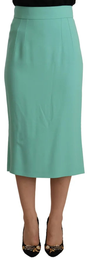 Dolce &amp; Gabbana Mint Green Viscose Pencil Cut Midi Skirt