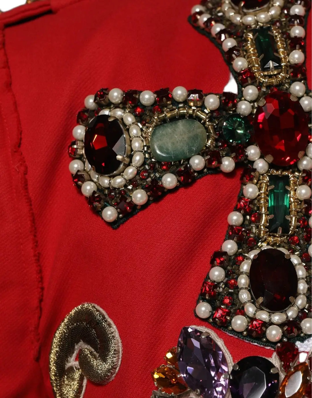 Dolce &amp; Gabbana Multicolor Asymmetrical Ornate Jewel Cropped Jacket