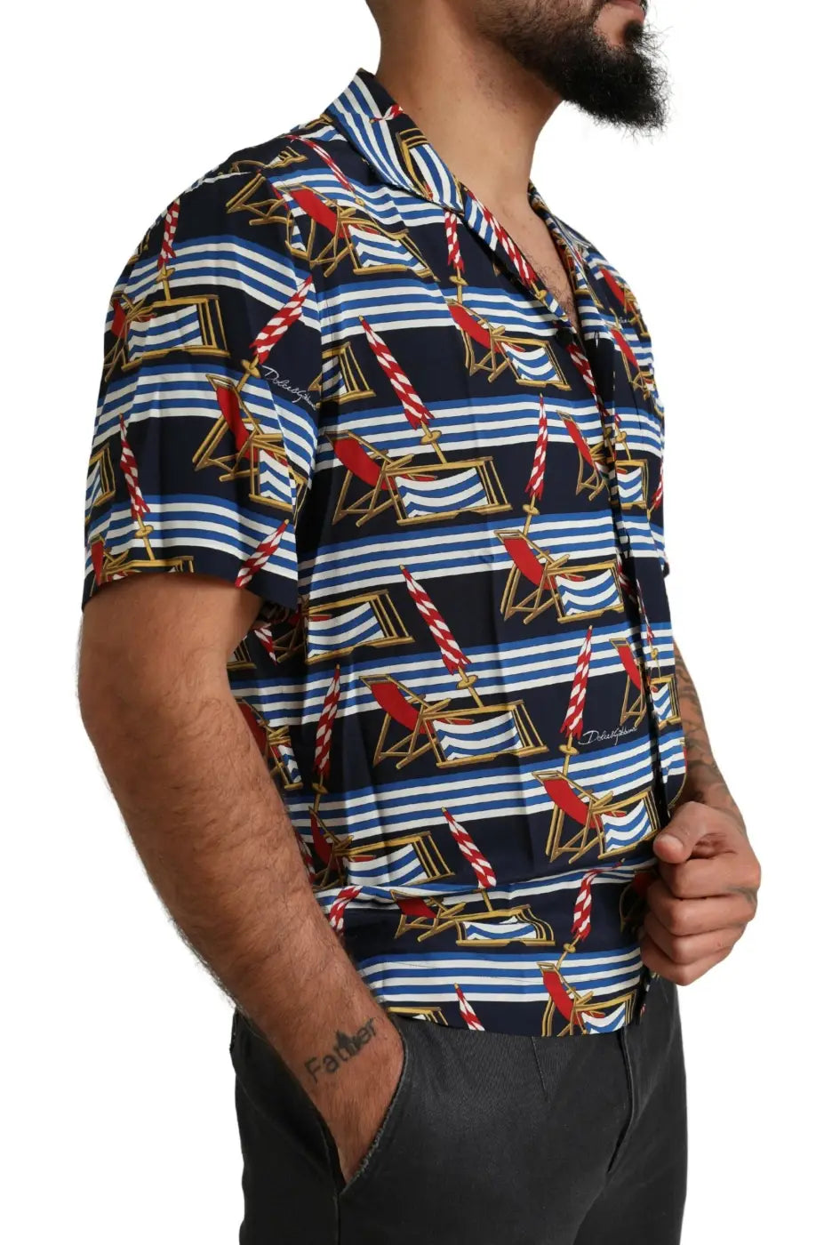 Dolce &amp; Gabbana Multicolor Beach Chair Short Sleeves Shirt