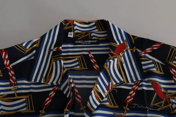 Dolce &amp; Gabbana Multicolor Beach Chair Short Sleeves Shirt