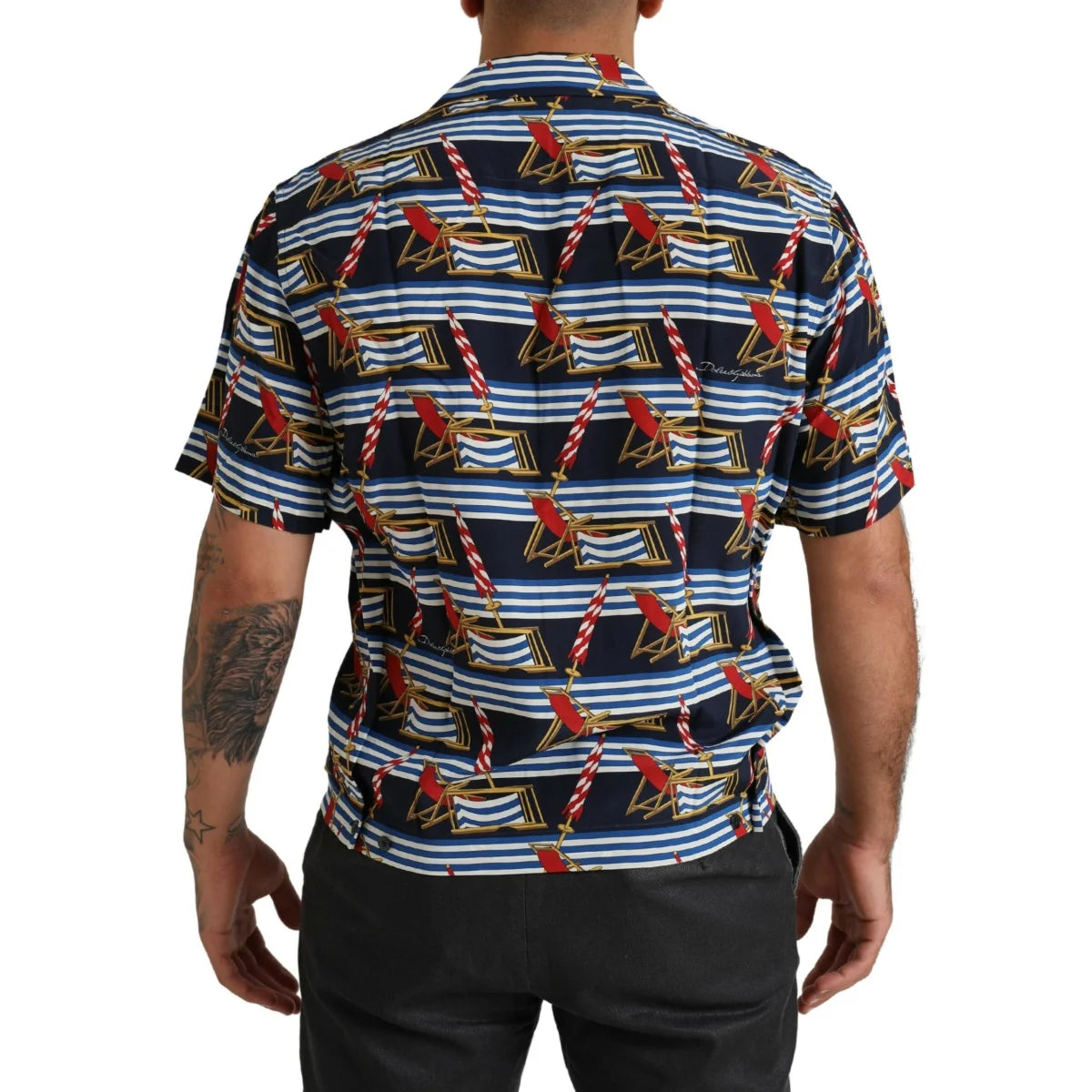 Dolce and Gabbana Multicolor Beach Short Sleeves Silk Shirt &