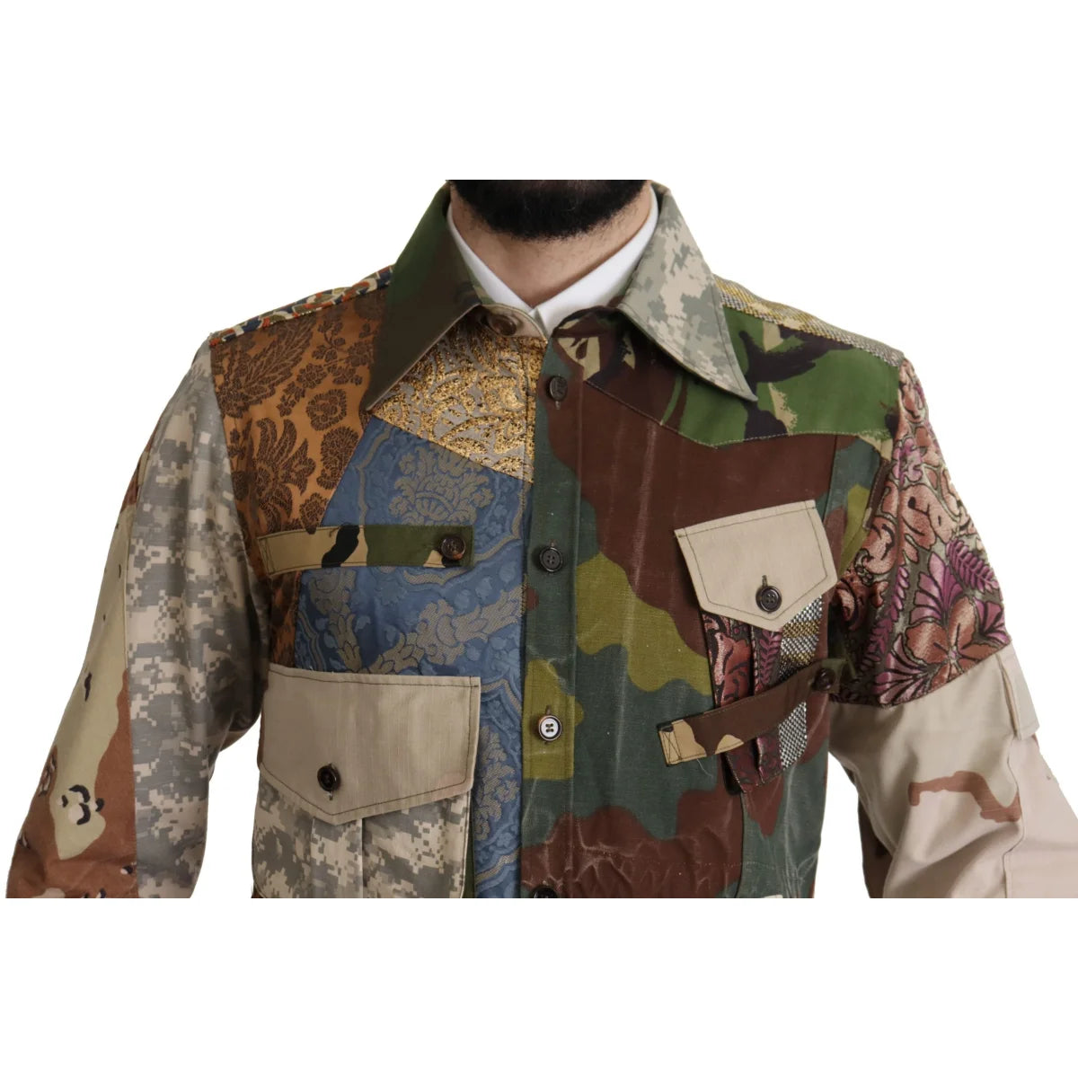 Dolce & Gabbana Multicolor Button Down Patchwork Shirt