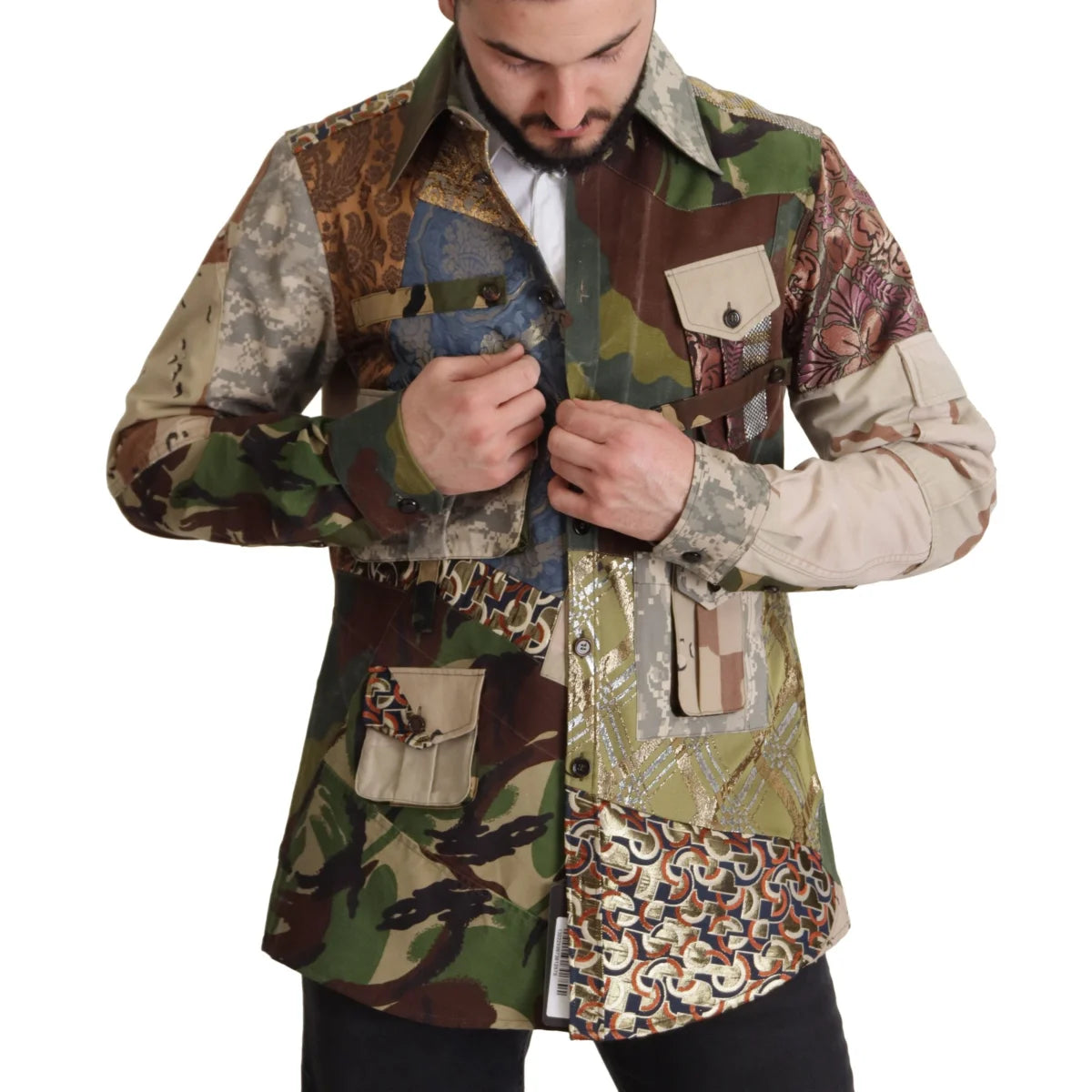 Dolce & Gabbana Multicolor Button Down Patchwork Shirt