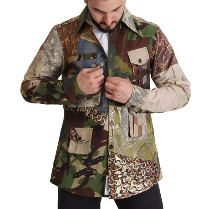 Dolce & Gabbana Multicolor Button Down Patchwork Shirt
