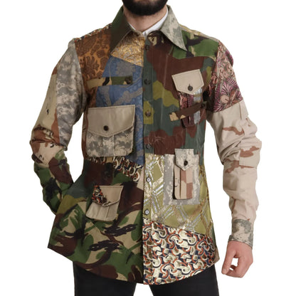 Dolce & Gabbana Multicolor Button Down Patchwork Shirt