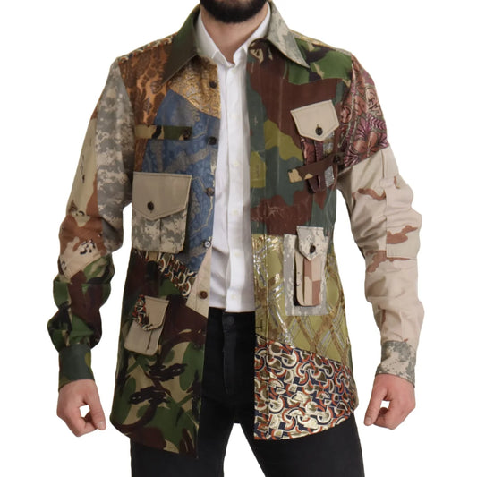 Dolce & Gabbana Multicolor Button Down Patchwork Shirt