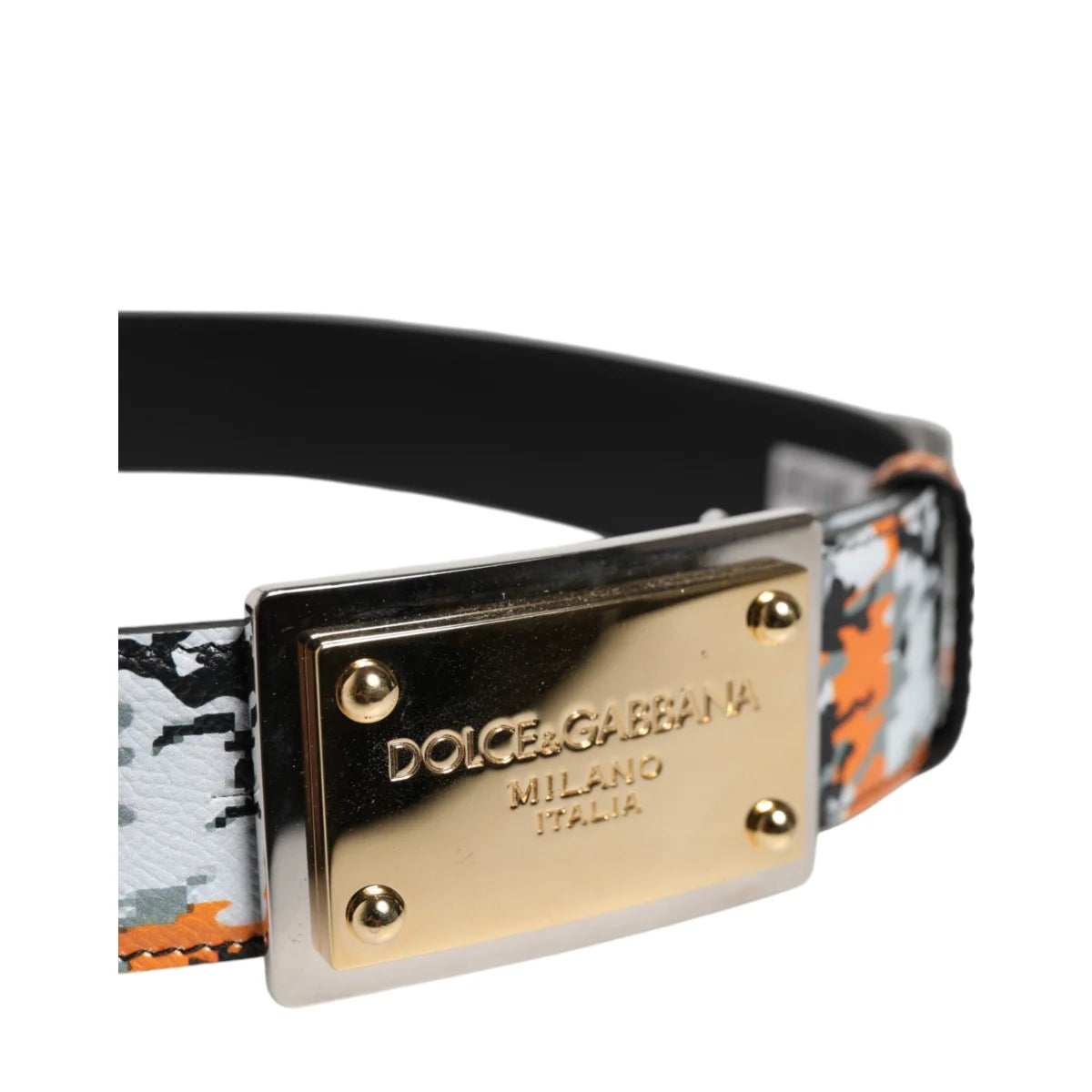 Dolce & Gabbana Multicolor Camouflage Belt with Gold Tone Logo Buckle