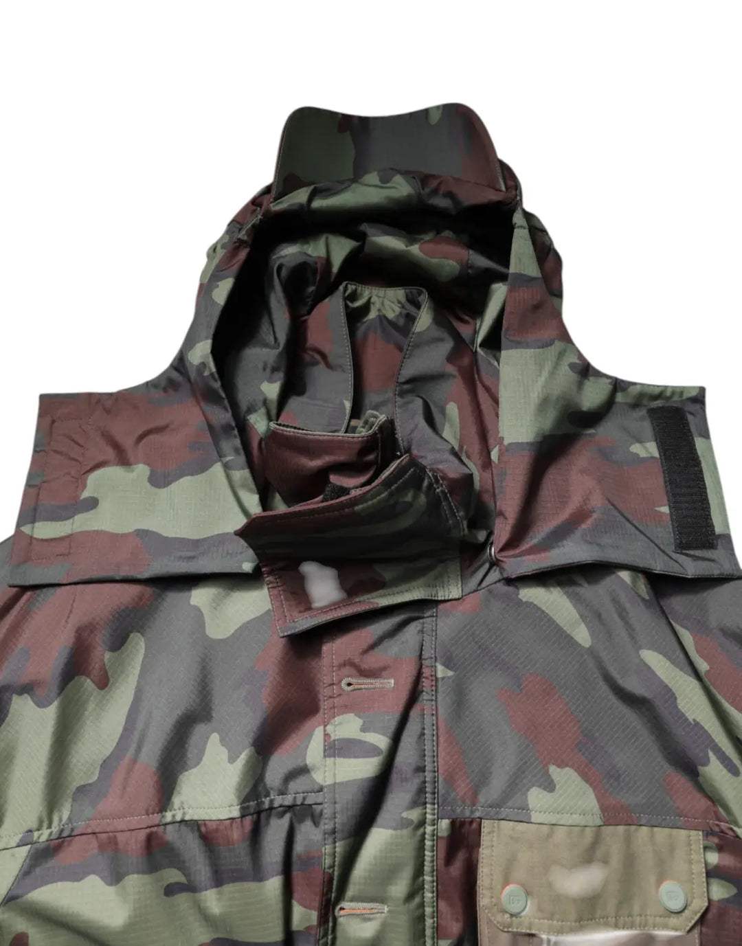 Dolce &amp; Gabbana Multicolor Camouflage Button Hooded Jacket